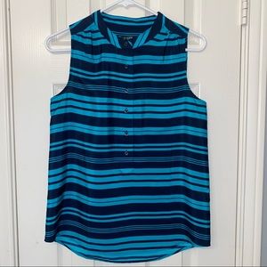 J Crew : Sleeveless Stripped Blouse : Blue/Green : Size 2